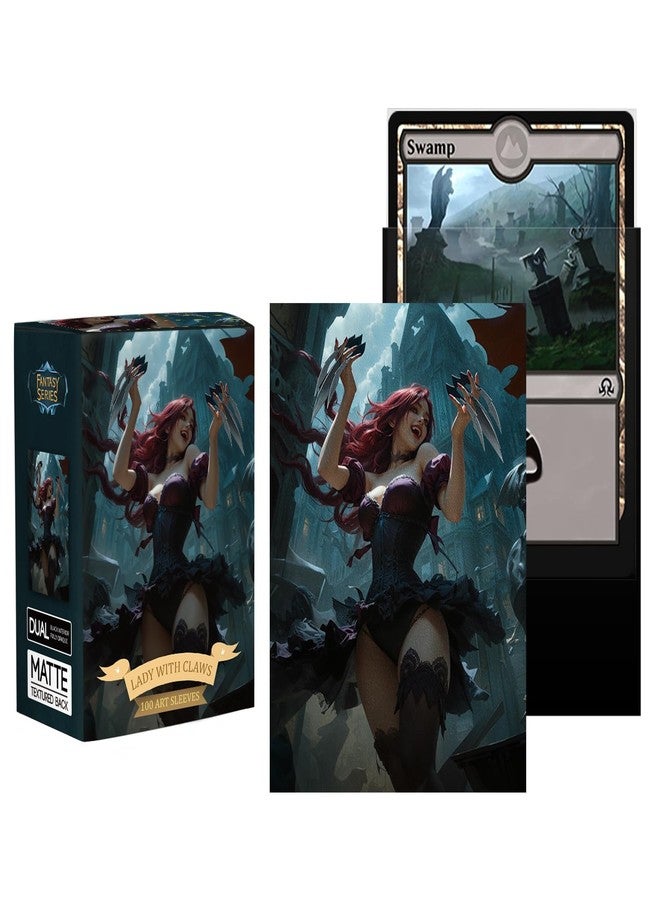 Katomula 100 MTG Card Sleeves with 100 Inner Sleeve, Textured Back Art Sleeves, Fit Standard Size Cards-Lady with Claws - Image 2